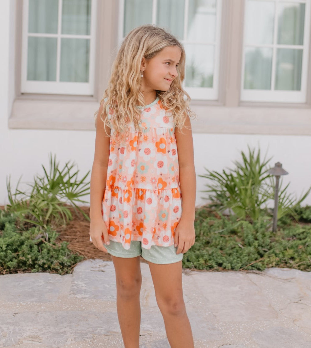 Camel Floral Short Set