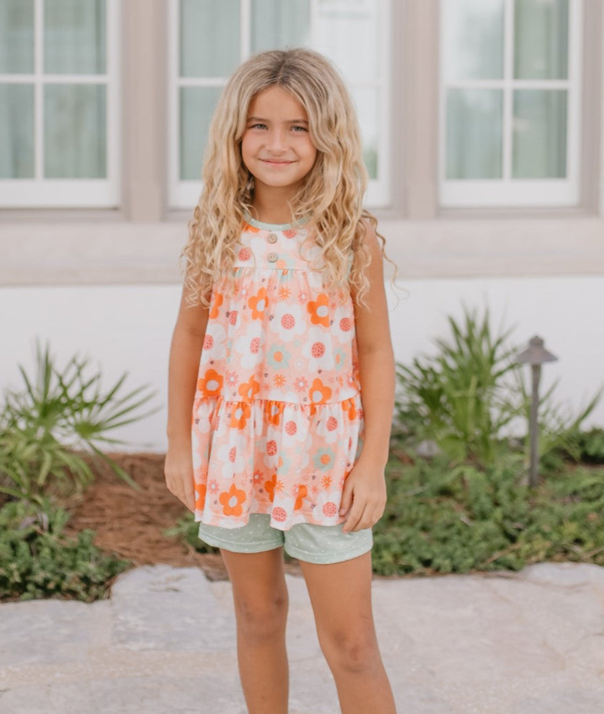 Camel Floral Short Set