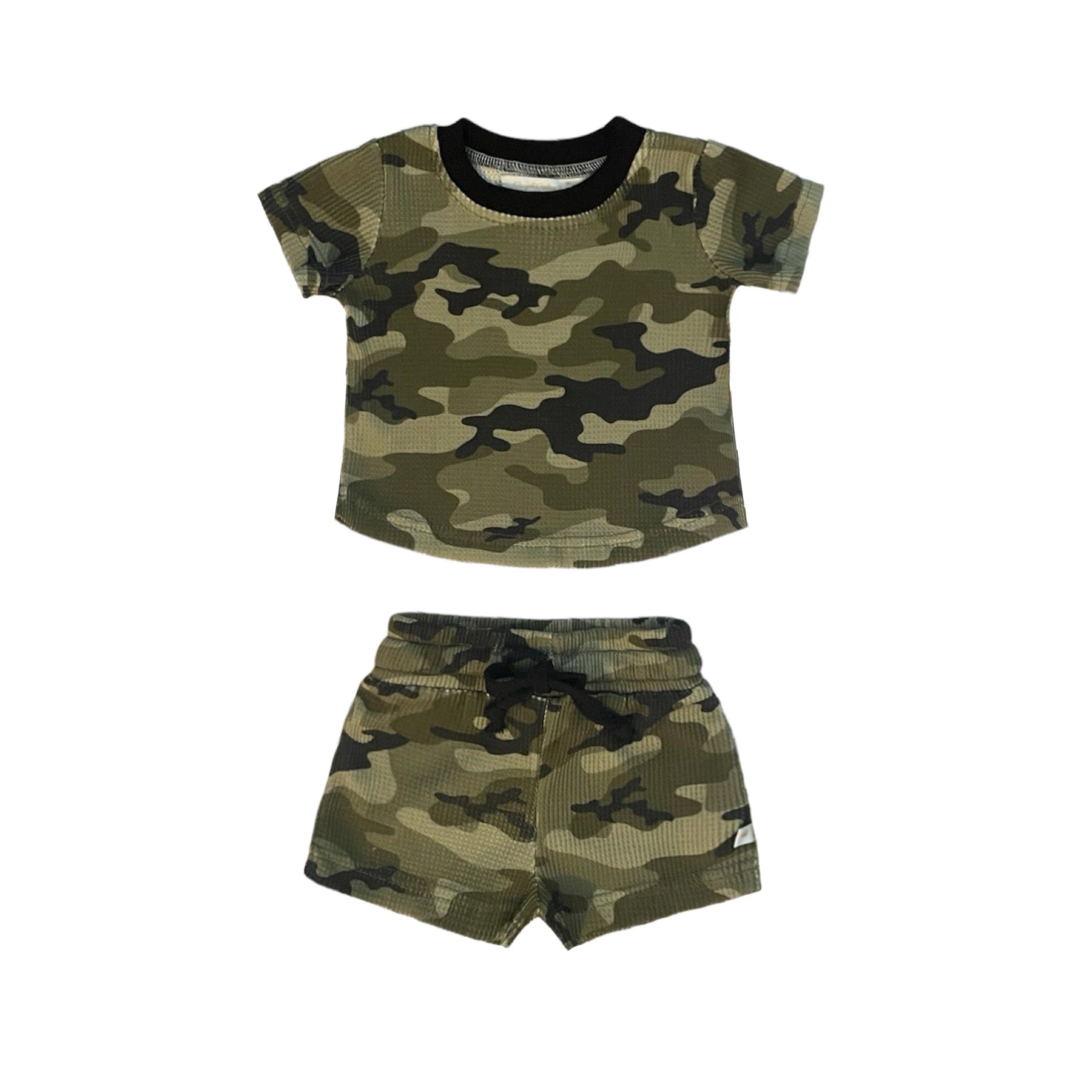 Army Fatigue Camo Waffle T-shirt Short Set
