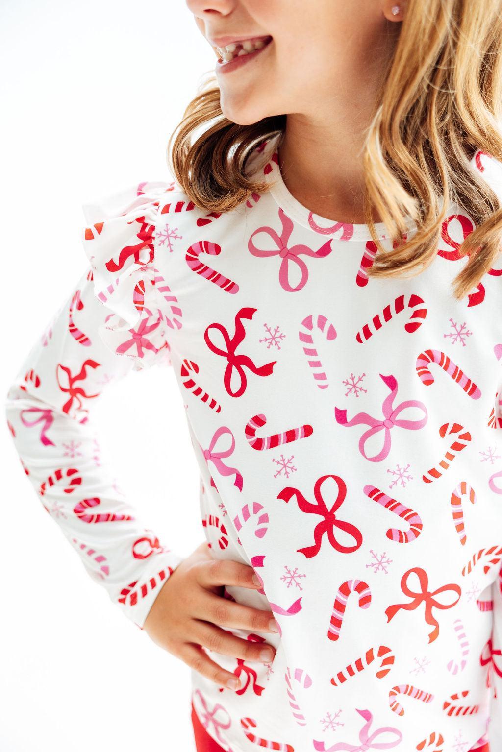 Candy Cane Lane L/s Ruffle Tee