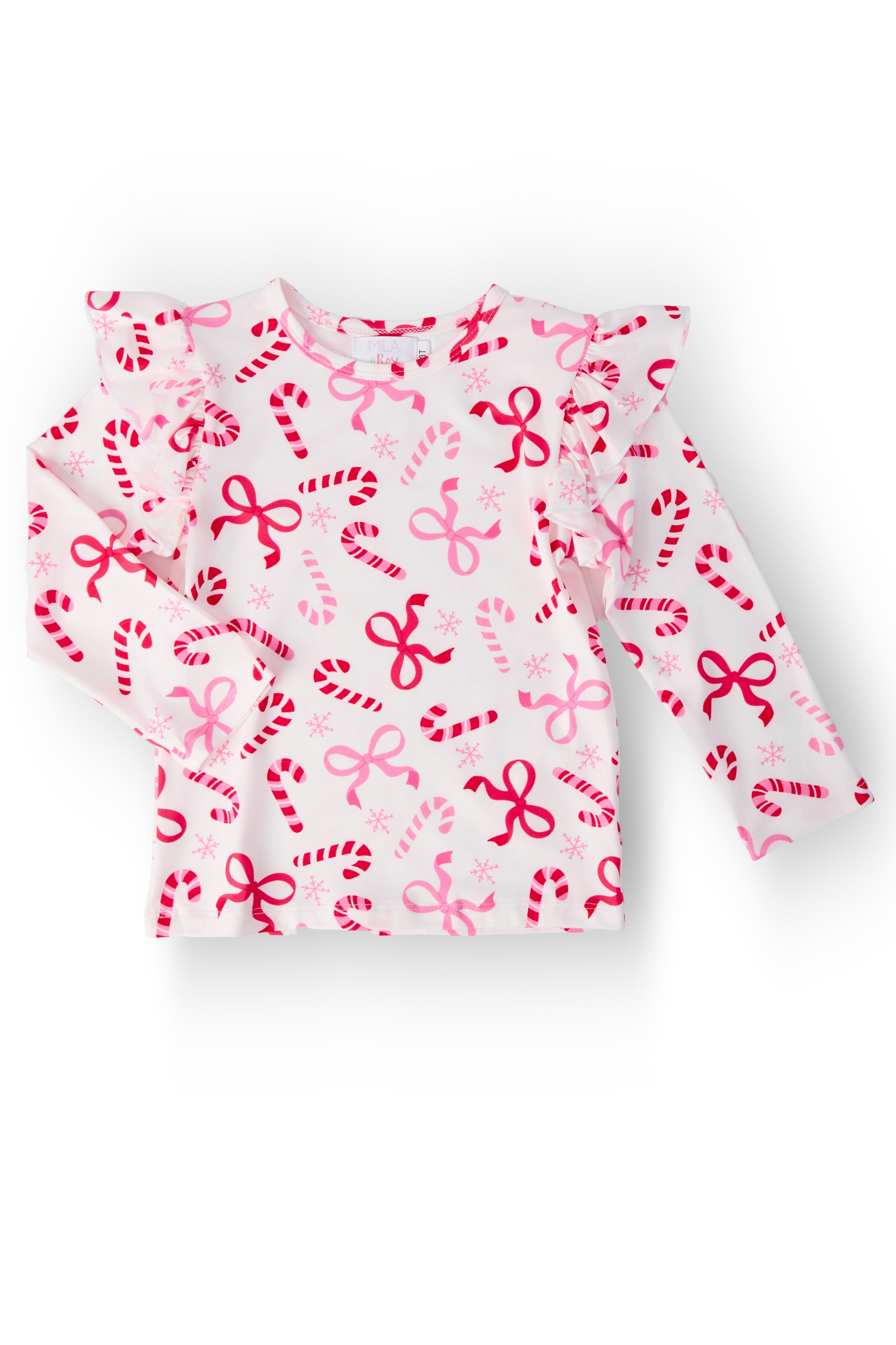 Candy Cane Lane L/s Ruffle Tee