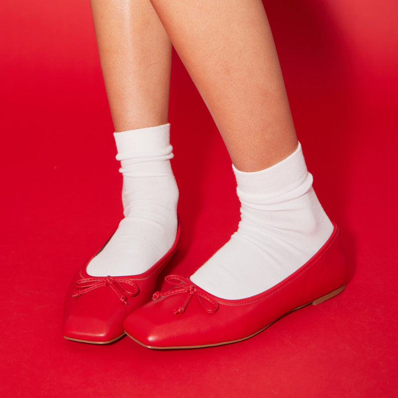 Cara Ballet Flat In Red Leather