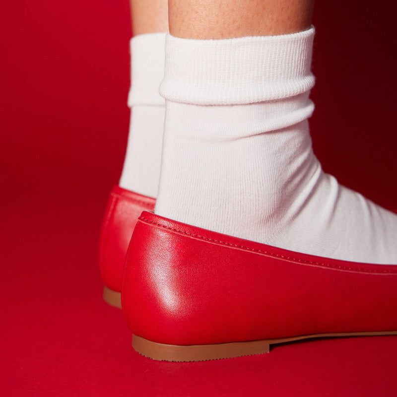 Cara Ballet Flat In Red Leather