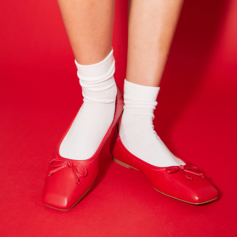 Cara Ballet Flat In Red Leather