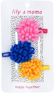 Carnival Pom Pom Kids Hair Clips- Multi