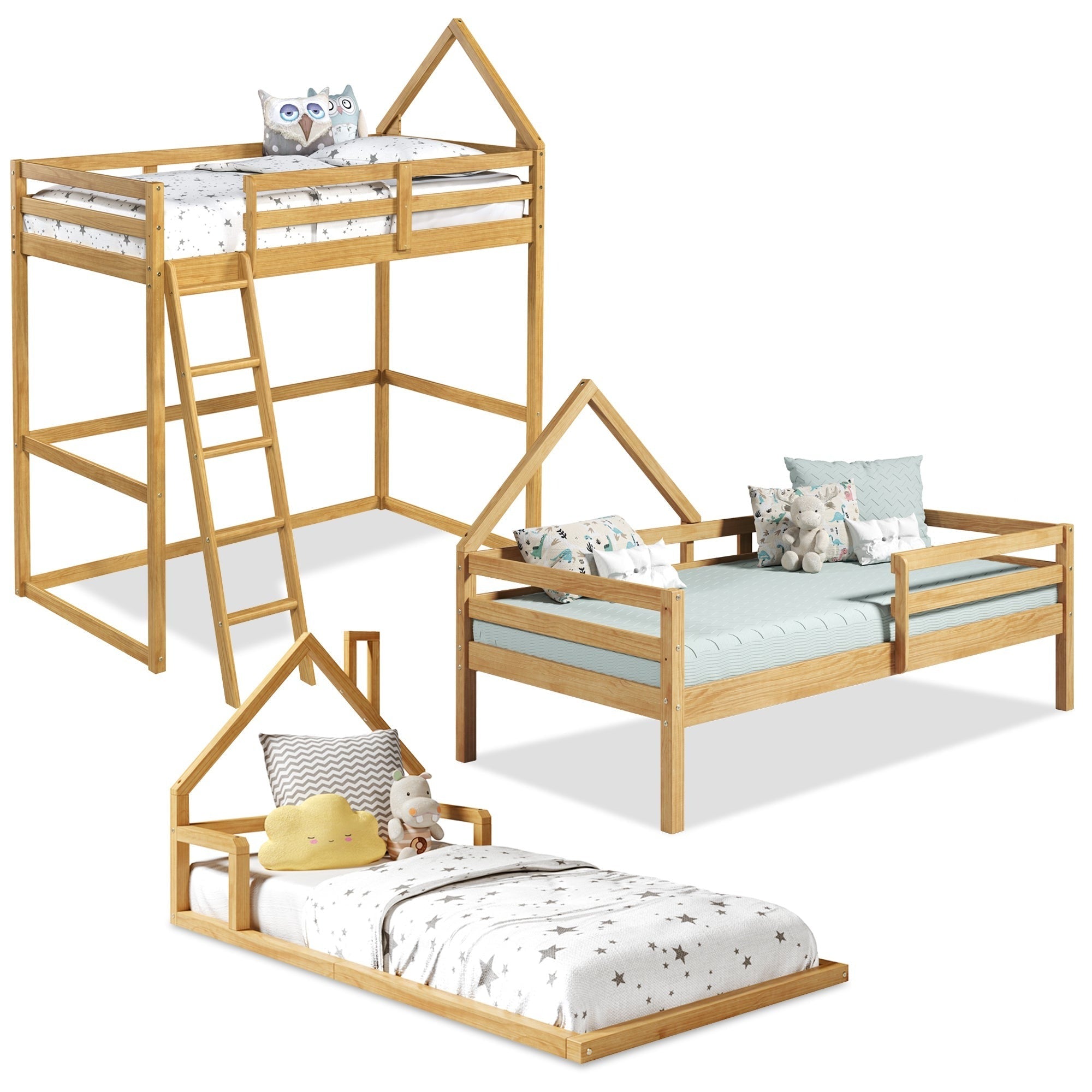 Casita Kids Wood Montessori inspired Bedroom Set - Loft, Floor and Single