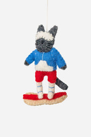 Cat Snowboarding Ornament