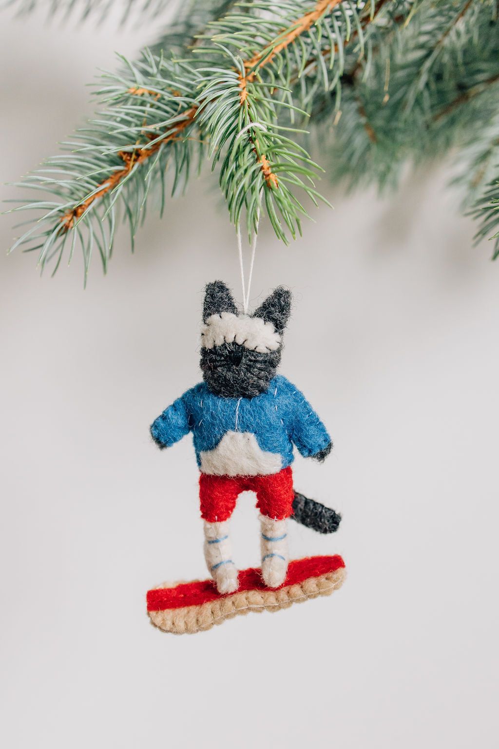 Cat Snowboarding Ornament