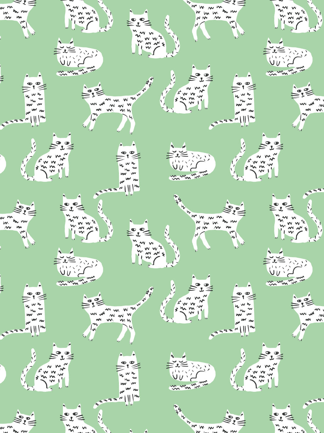 'cats' Wallpaper By Tea Collection - Green