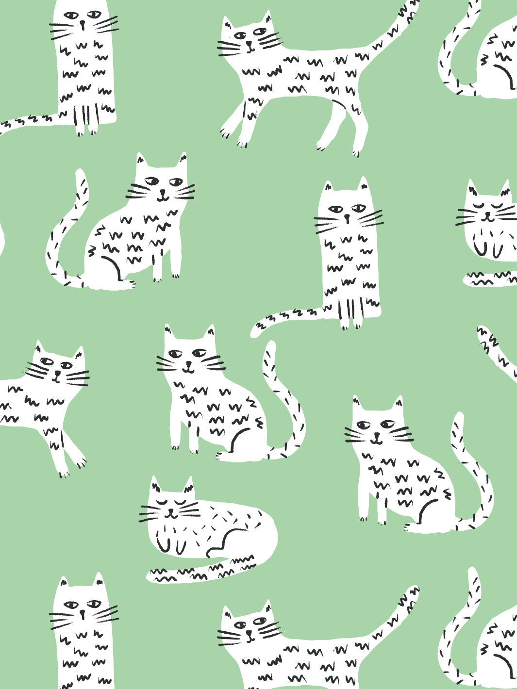 'cats' Wallpaper By Tea Collection - Green