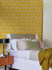 'cats' Wallpaper By Tea Collection - Marigold