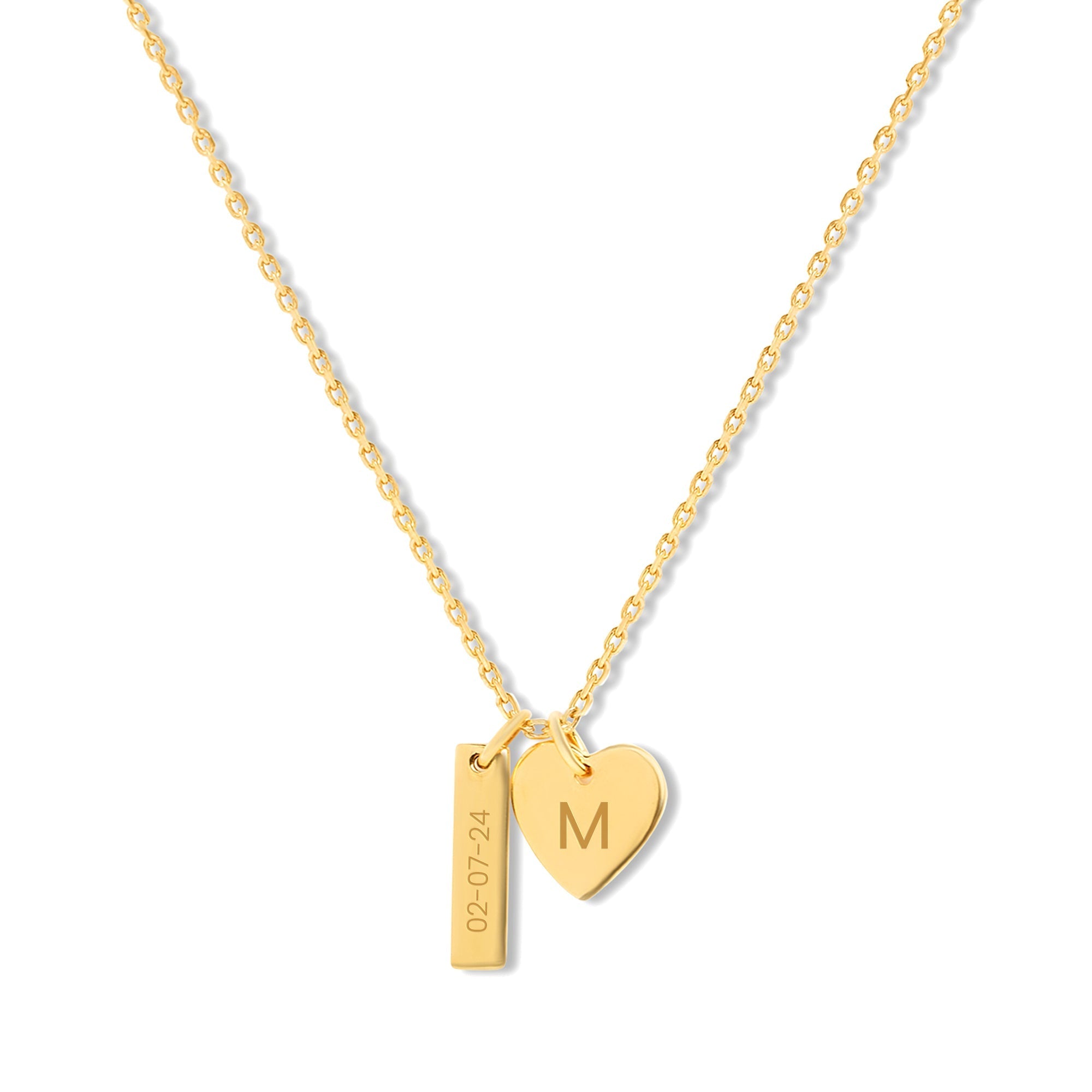 Mysha Personalized Bar And Heart Pendant