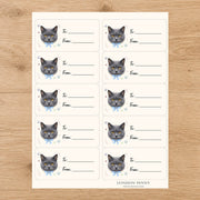 Chartreux Purrfectly Yours Gift Tag Sticker Sheet
