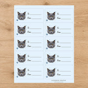 Chartreux Pawprint Wishes Gift Tag Sticker Sheet
