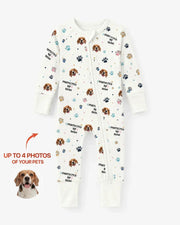 Custom Dogs Photo "protected By" Bamboo Convertible Zippered Romper