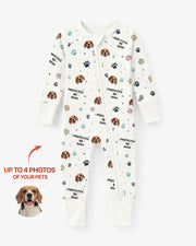 Custom Dogs Photo "protected By" Bamboo Convertible Zippered Romper