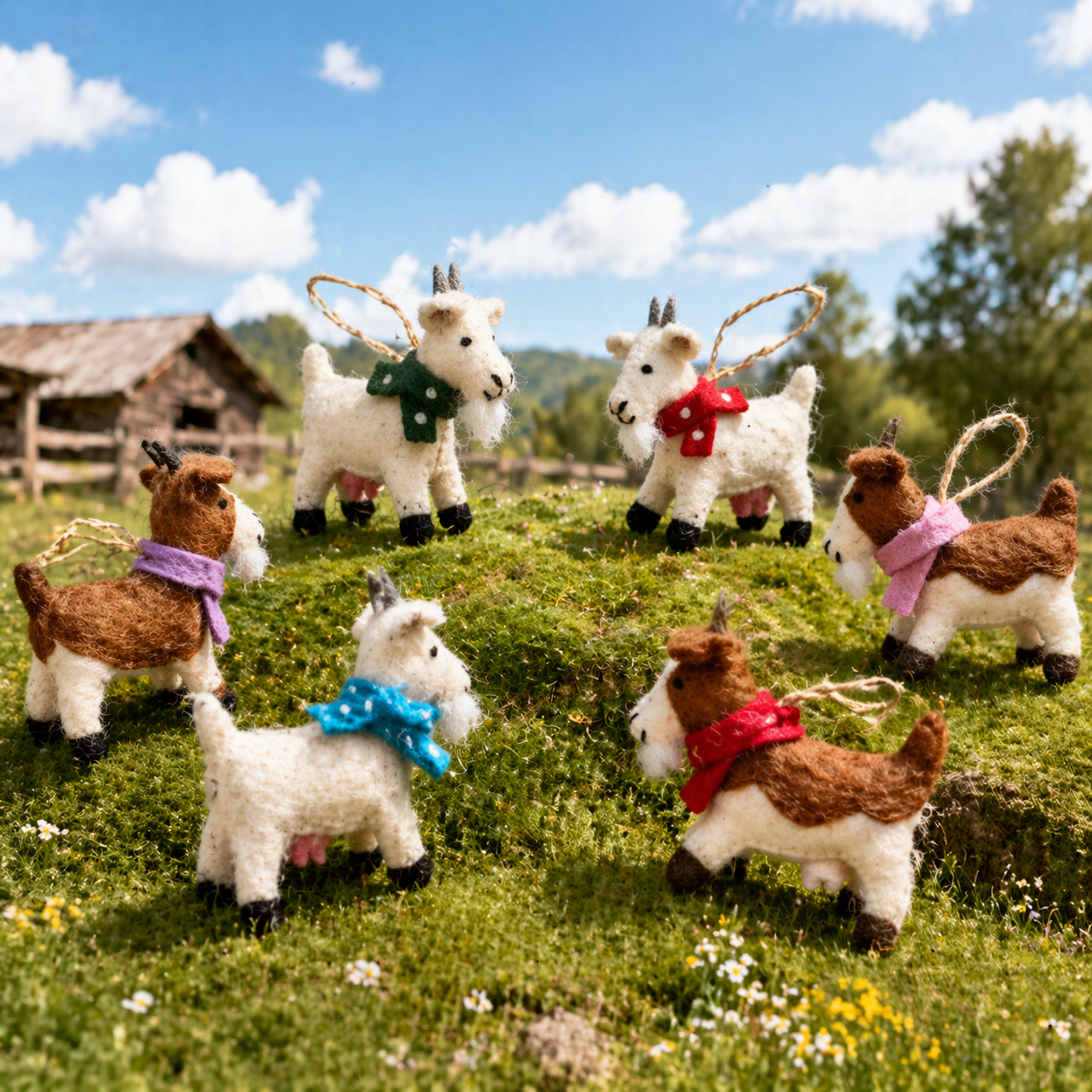Felt Goat Ornament (assorted)