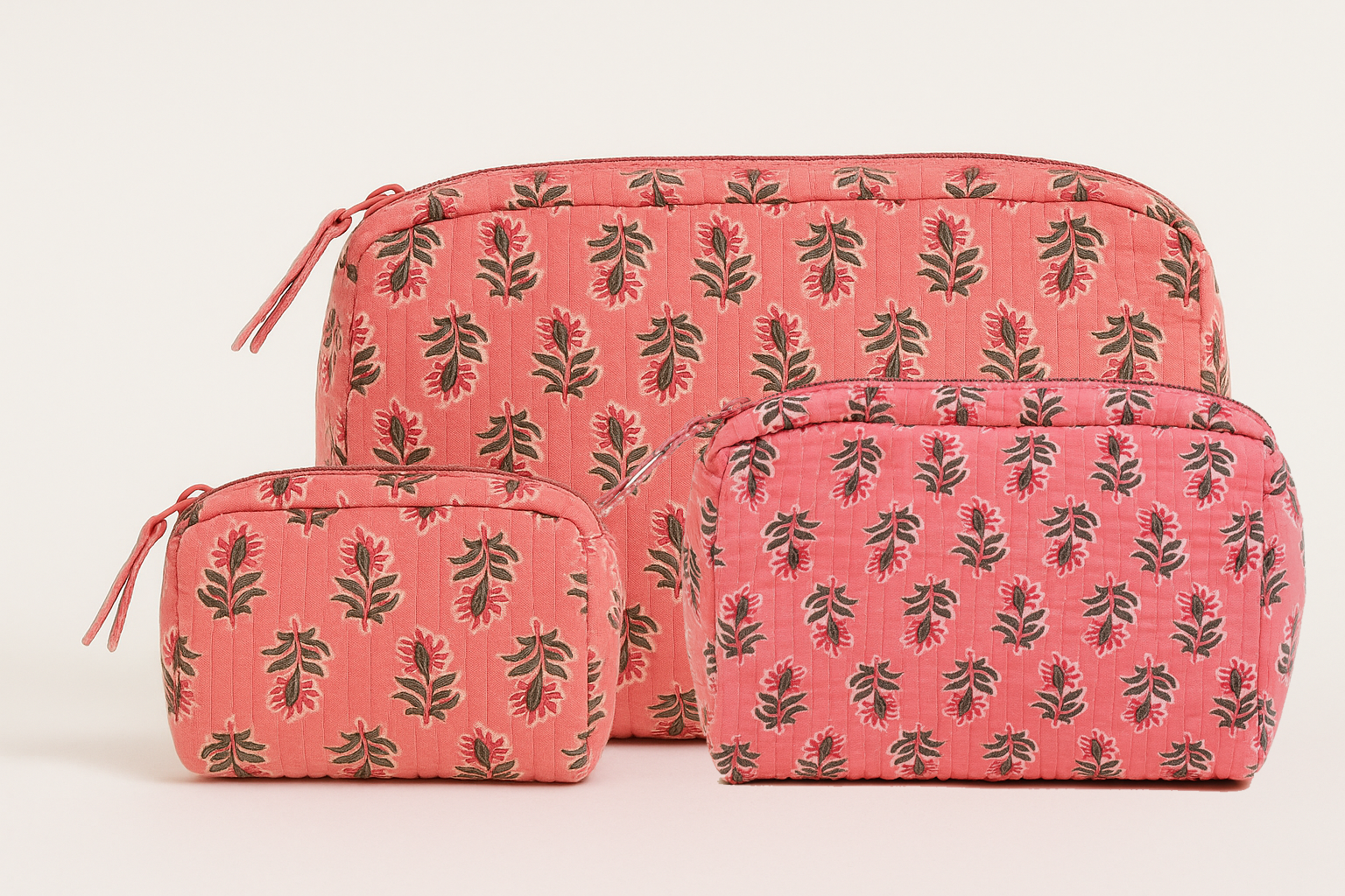 Pink Field Cosmetic Bag