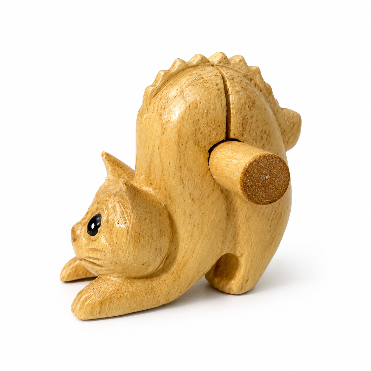 4" Musical Wooden Cat Percussion Whistle Instrument