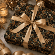 Personalized Midnight Baroque Wrapping Paper | Custom Gift Wrap