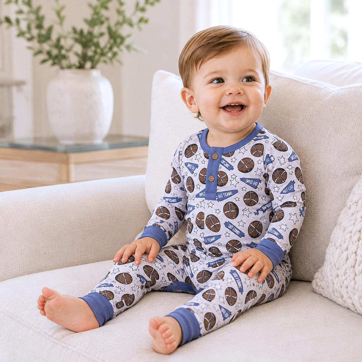 Football Baby Romper – Bamboo Soft, Sporty & Snuggle-ready