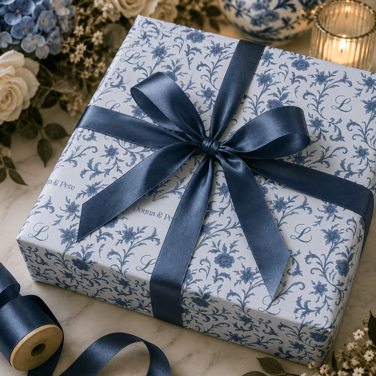 Personalized Porcelain Royale Wrapping Paper | Custom Gift Wrap
