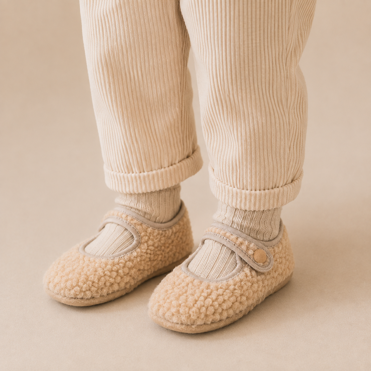 Shearling Baby Mary Jane Beige