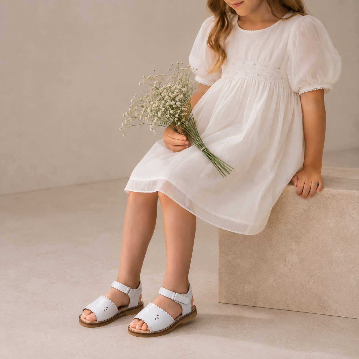 Classic Sandal With Scallop White