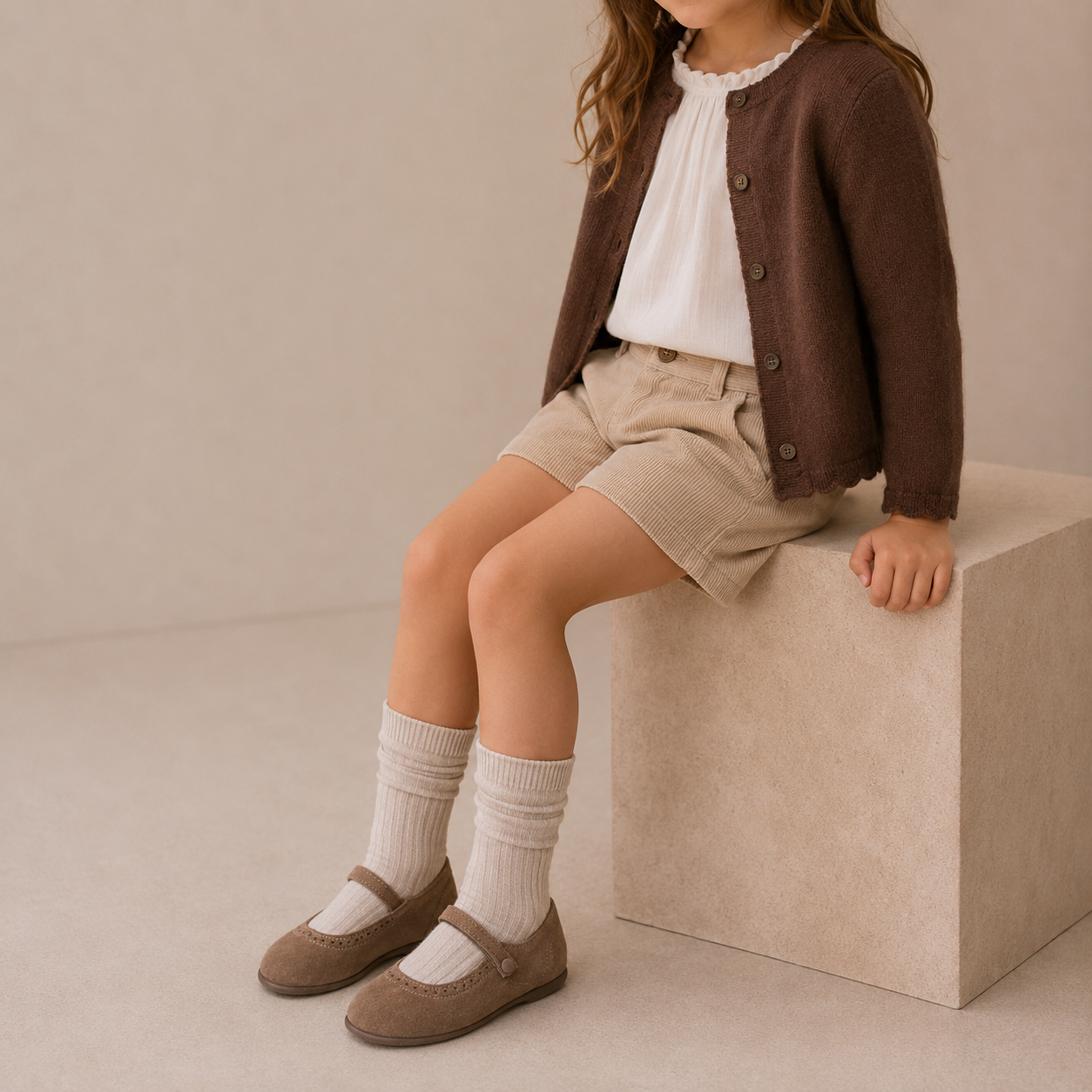 Suede Mary Jane Beige