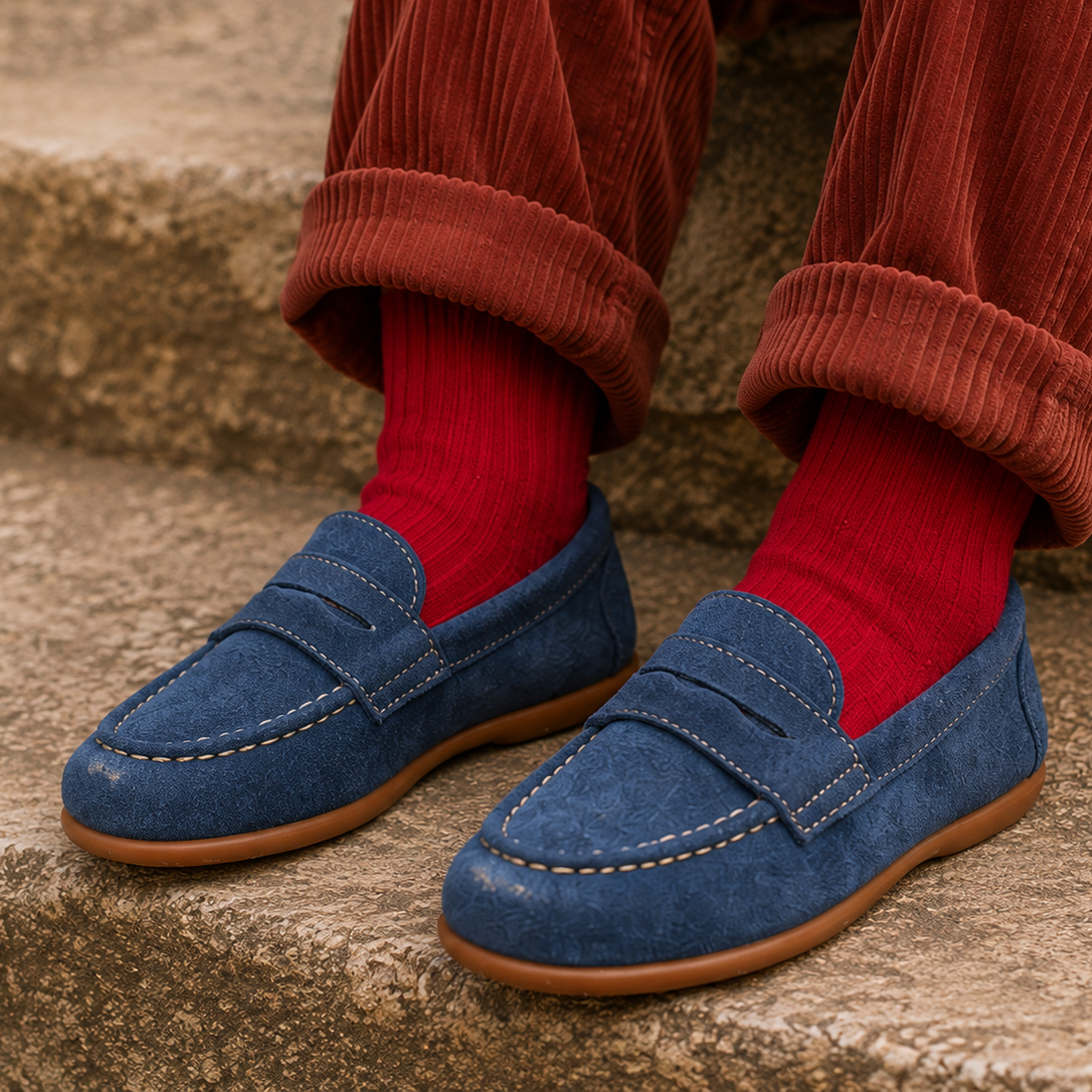 Suede Penny Loafer Denim