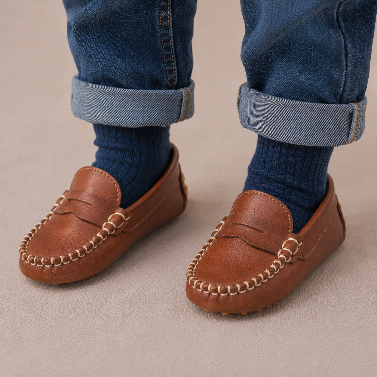 Toddler Logan Loafer | Natural Brown Leather