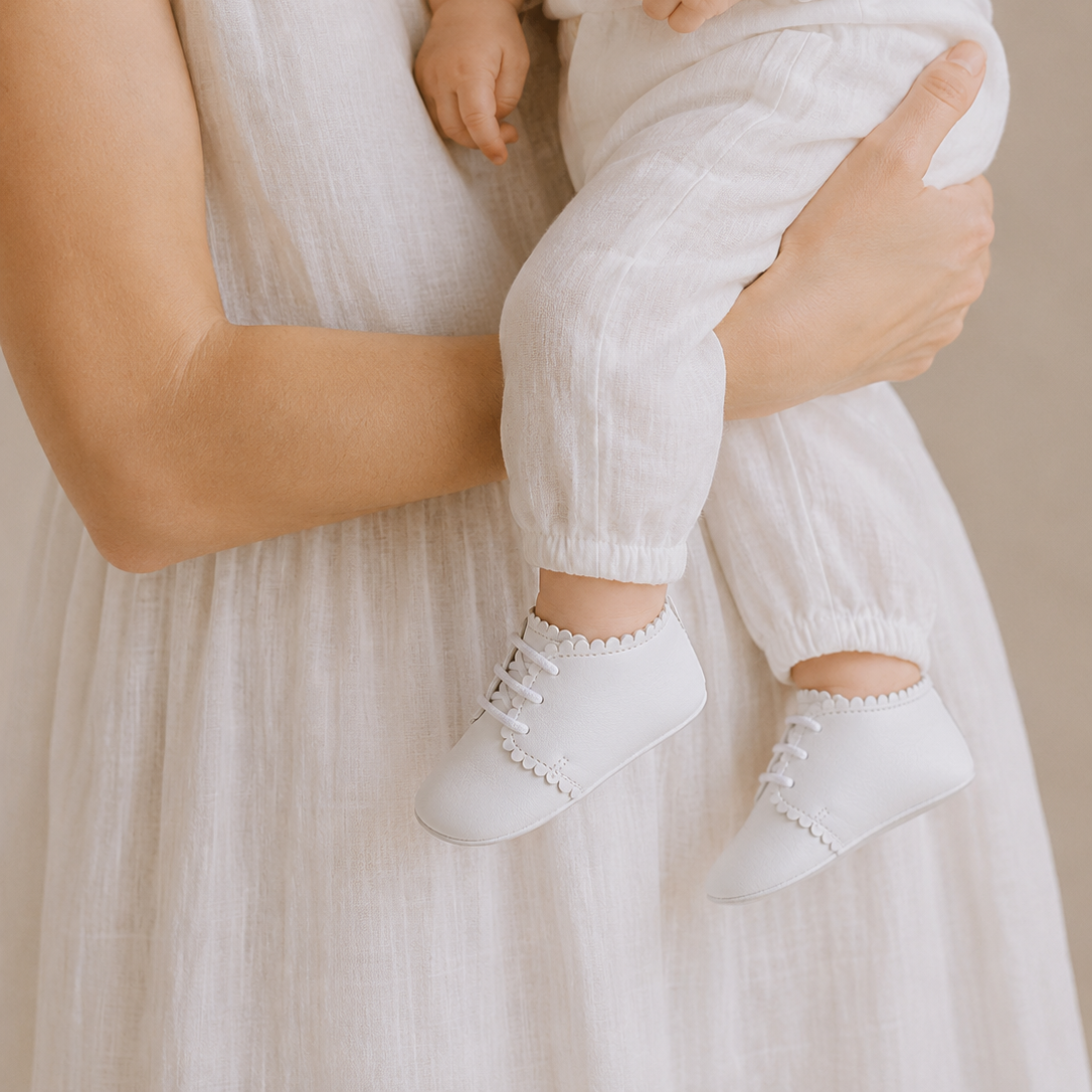 Scalloped Bootie White