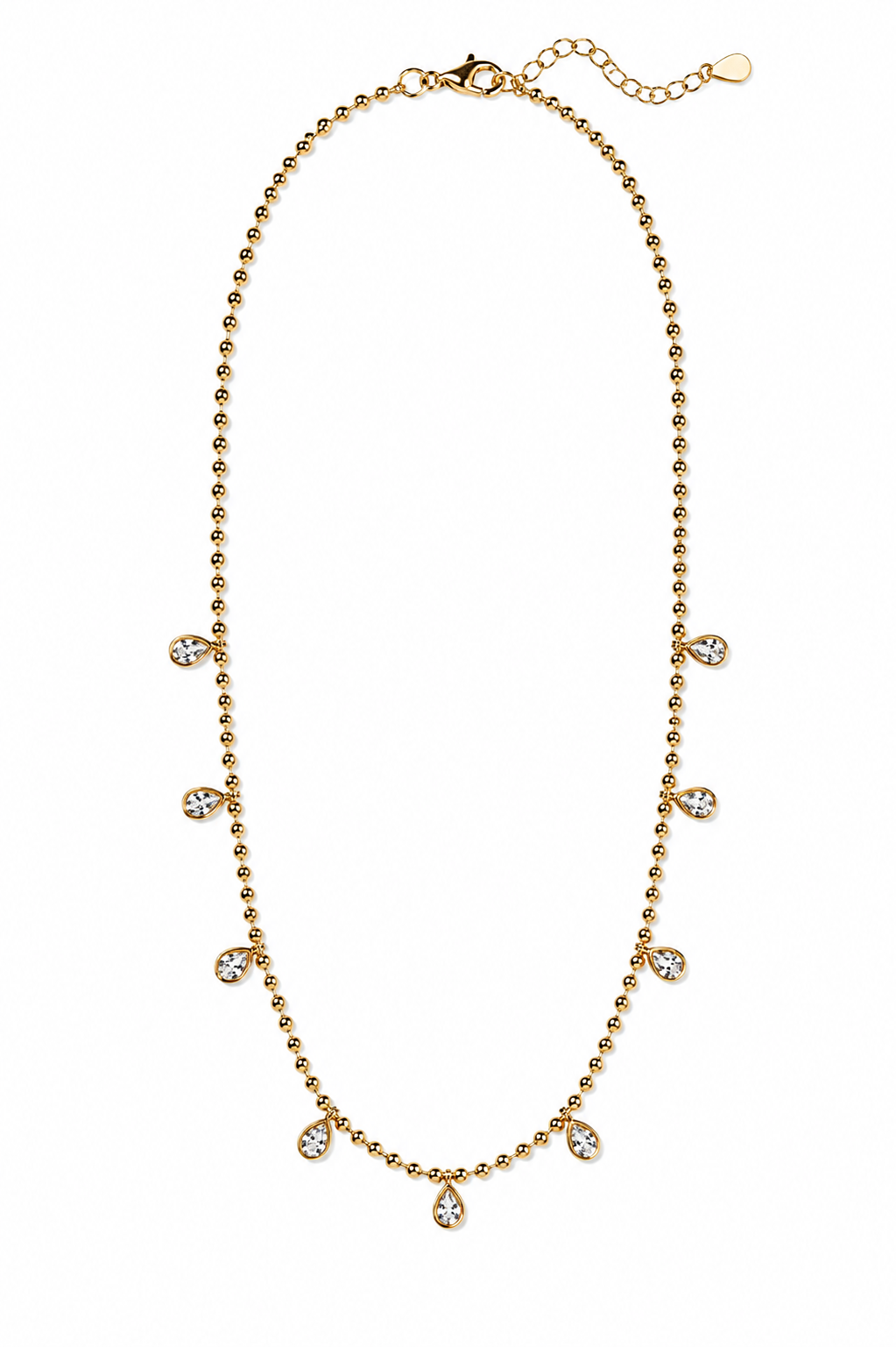 Beaded Cz Teardrop Necklace