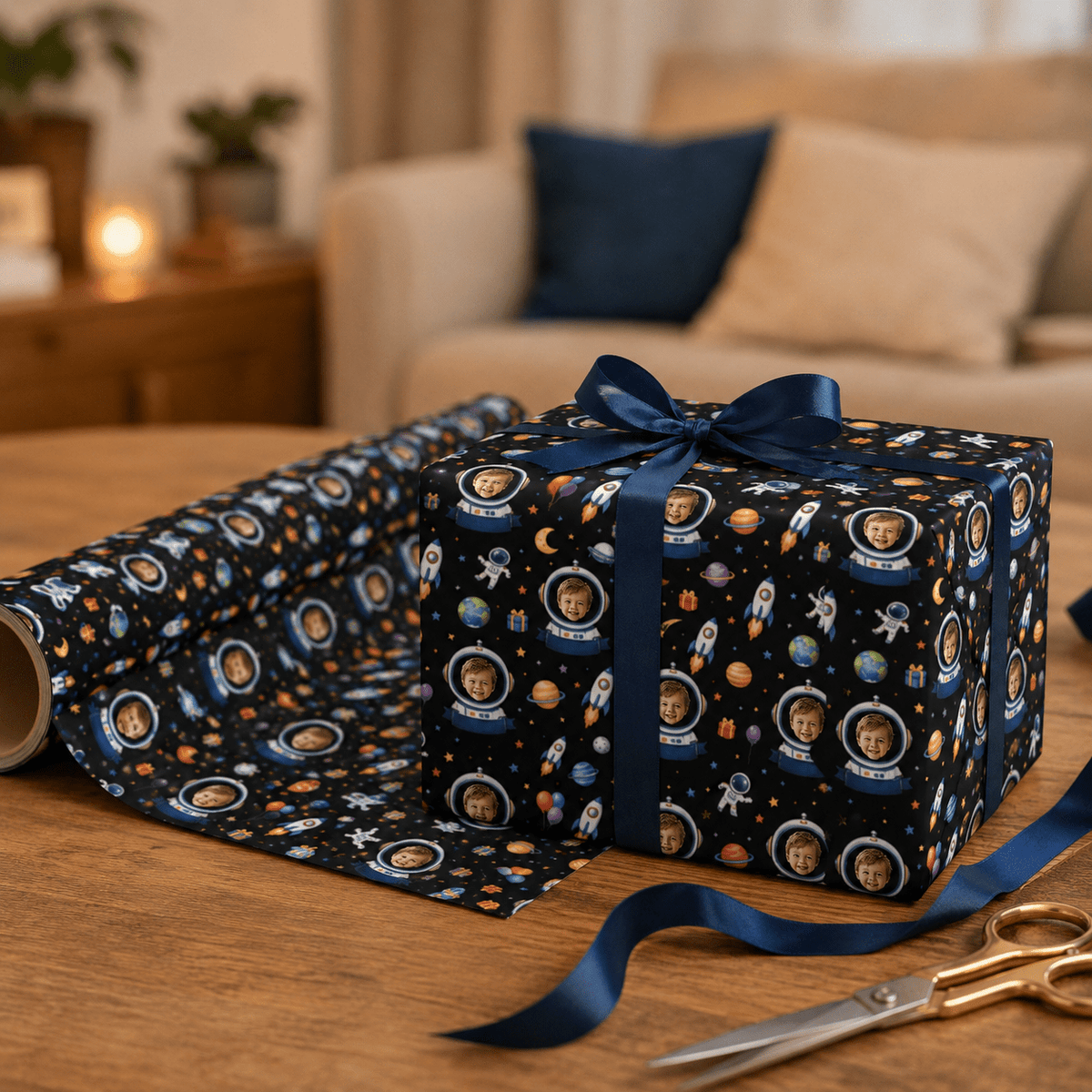 Personalized Outer Space Birthday Wrapping Paper | Custom Gift Wrap