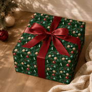 Personalized Fir & Frost Holiday Monogram Wrapping Paper | Custom Gift Wrap