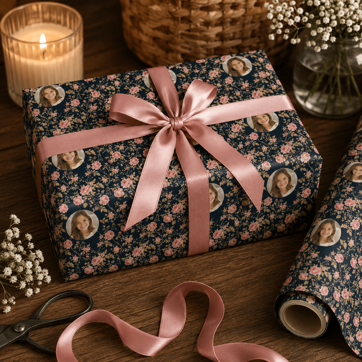 Personalized Blushing Vines Wrapping Paper | Custom Gift Wrap