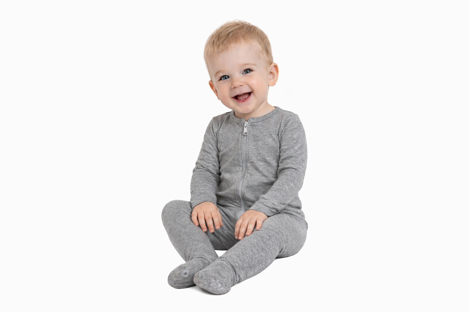 Heathered Gray, Bamboo Zipper Footie