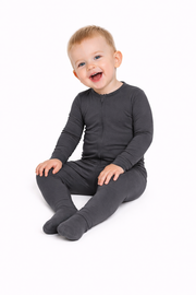 Dark Gray, Bamboo Zipper Footie