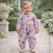 Floral Empire Baby Girl Romper – Bamboo Vintage Bloom Ruffle