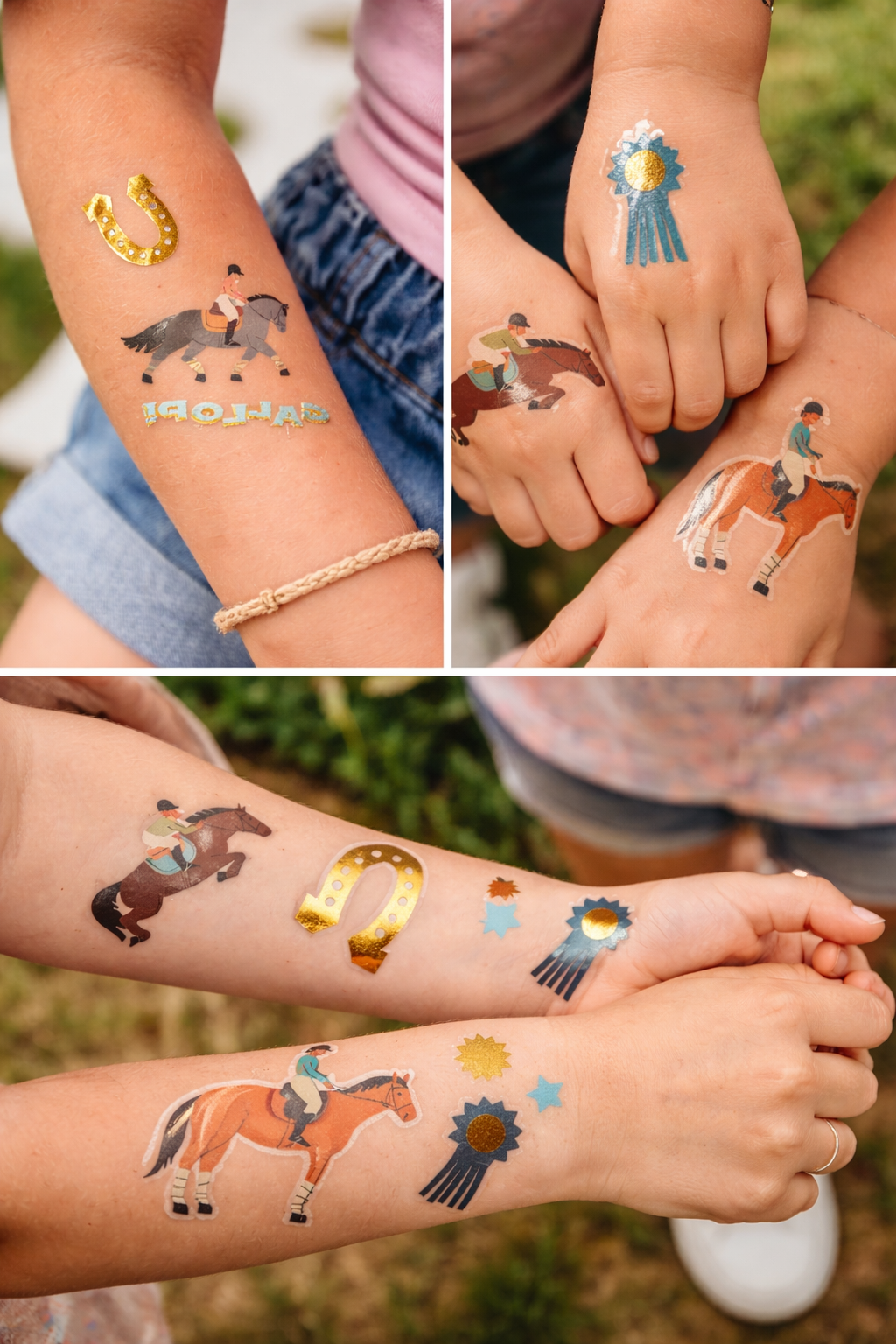 Equestrian Temporary Tattoos For Kids – Metallic Foil Horse & Riding Designs | Pop Party Supplies