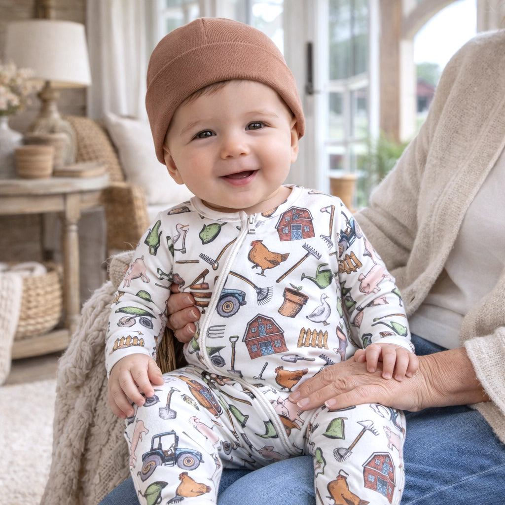 Farmer's Market Baby Zipper Romper – Soft Bamboo One-piece