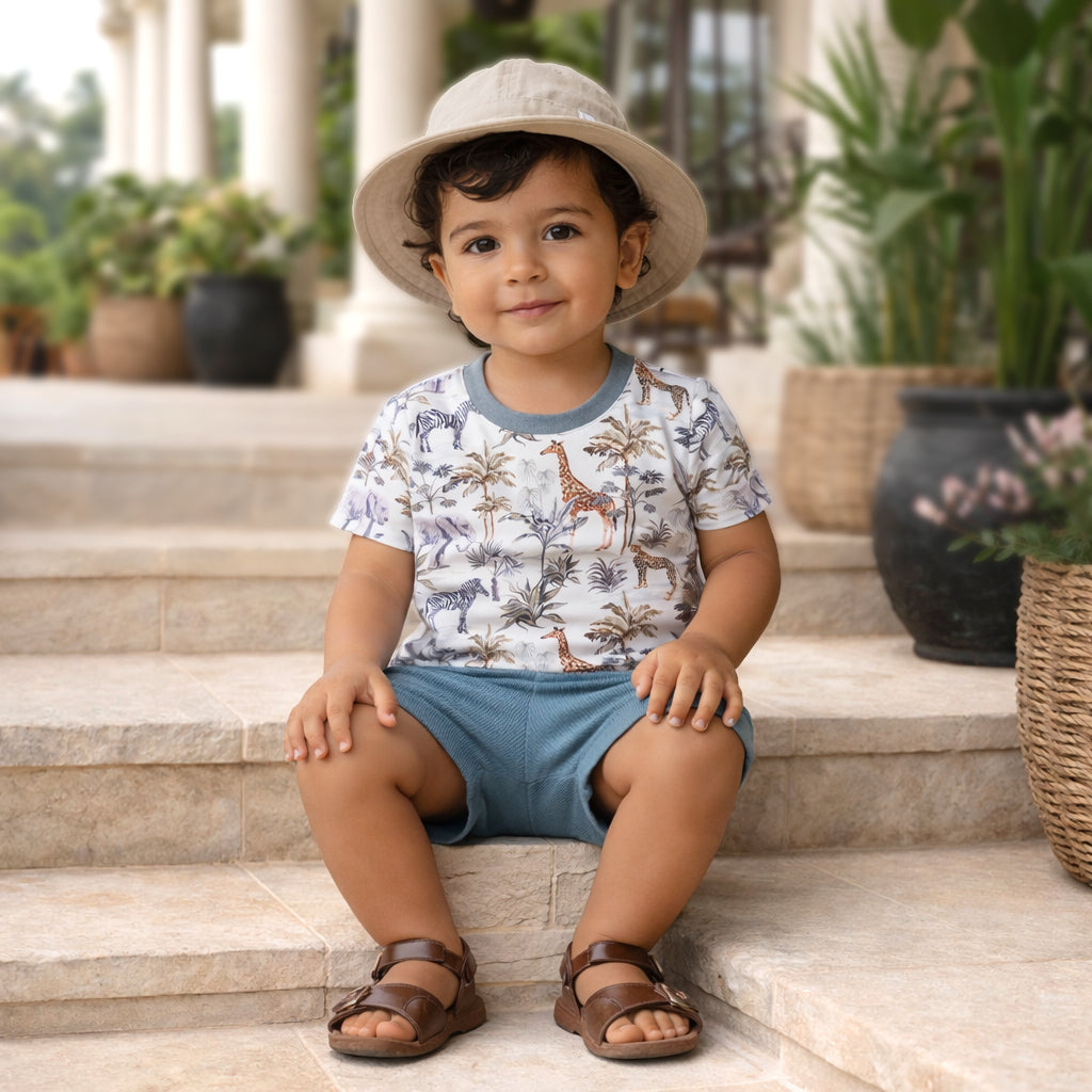 Jungle Safari Bamboo-cotton Top & Shorts Set