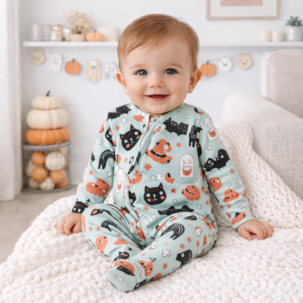 Halloween Pumpkin-pals Bamboo Zipper Romper
