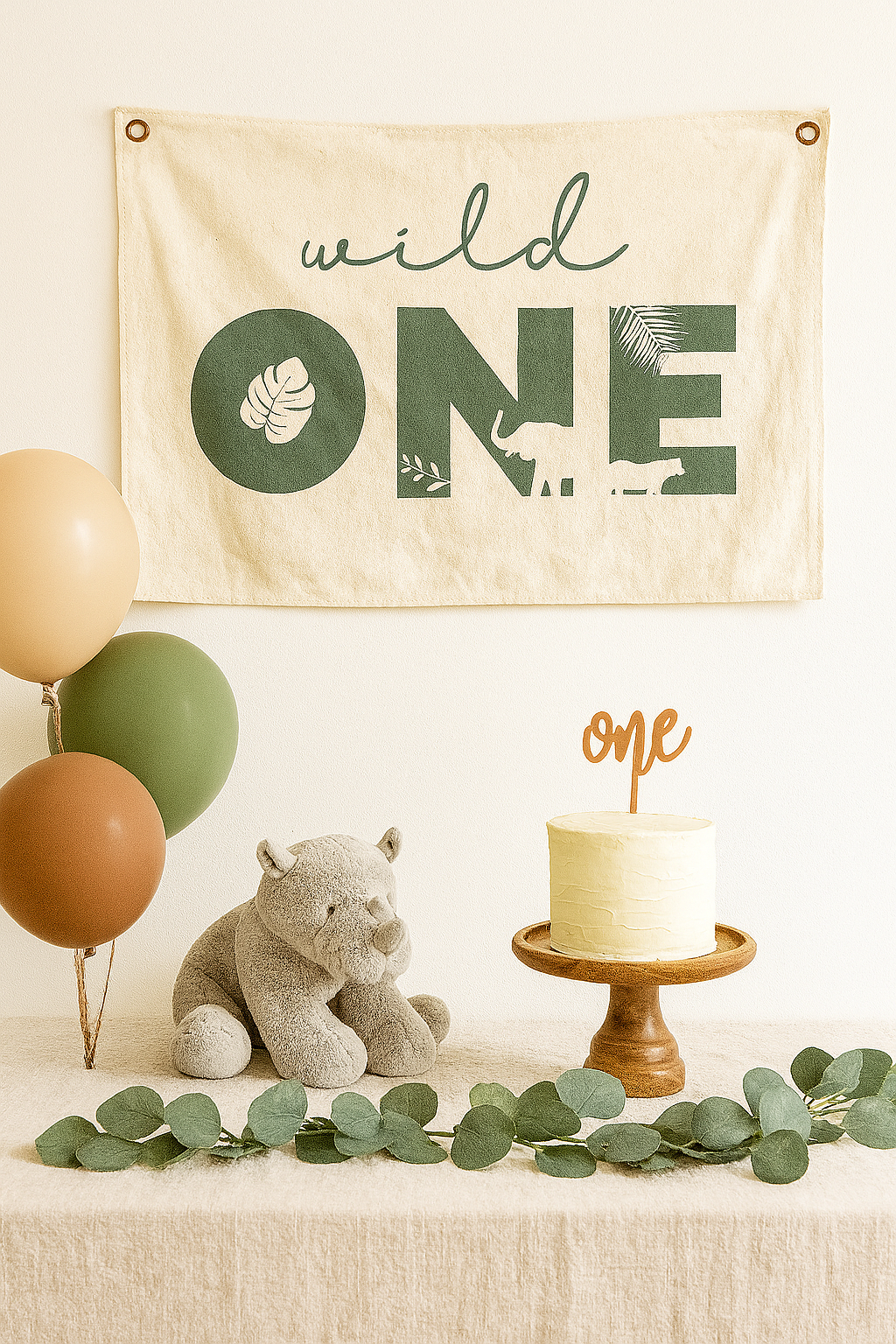 Wild One First Birthday Canvas Banner - Jungle Theme