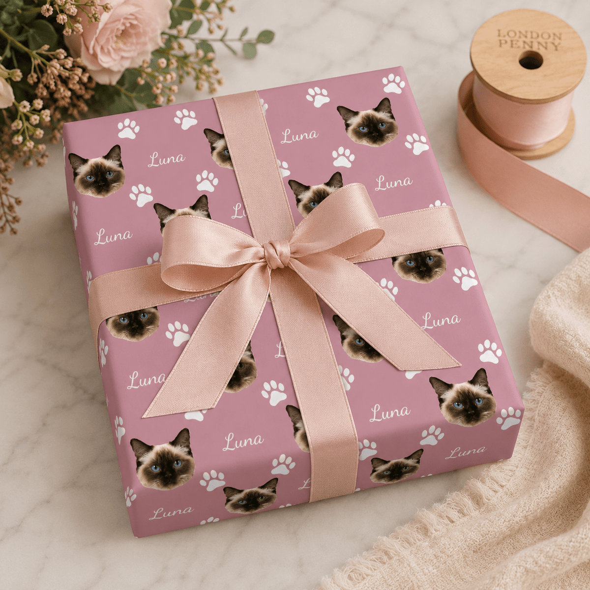 Personalized Cat Wrapping Paper | Custom Gift Wrap