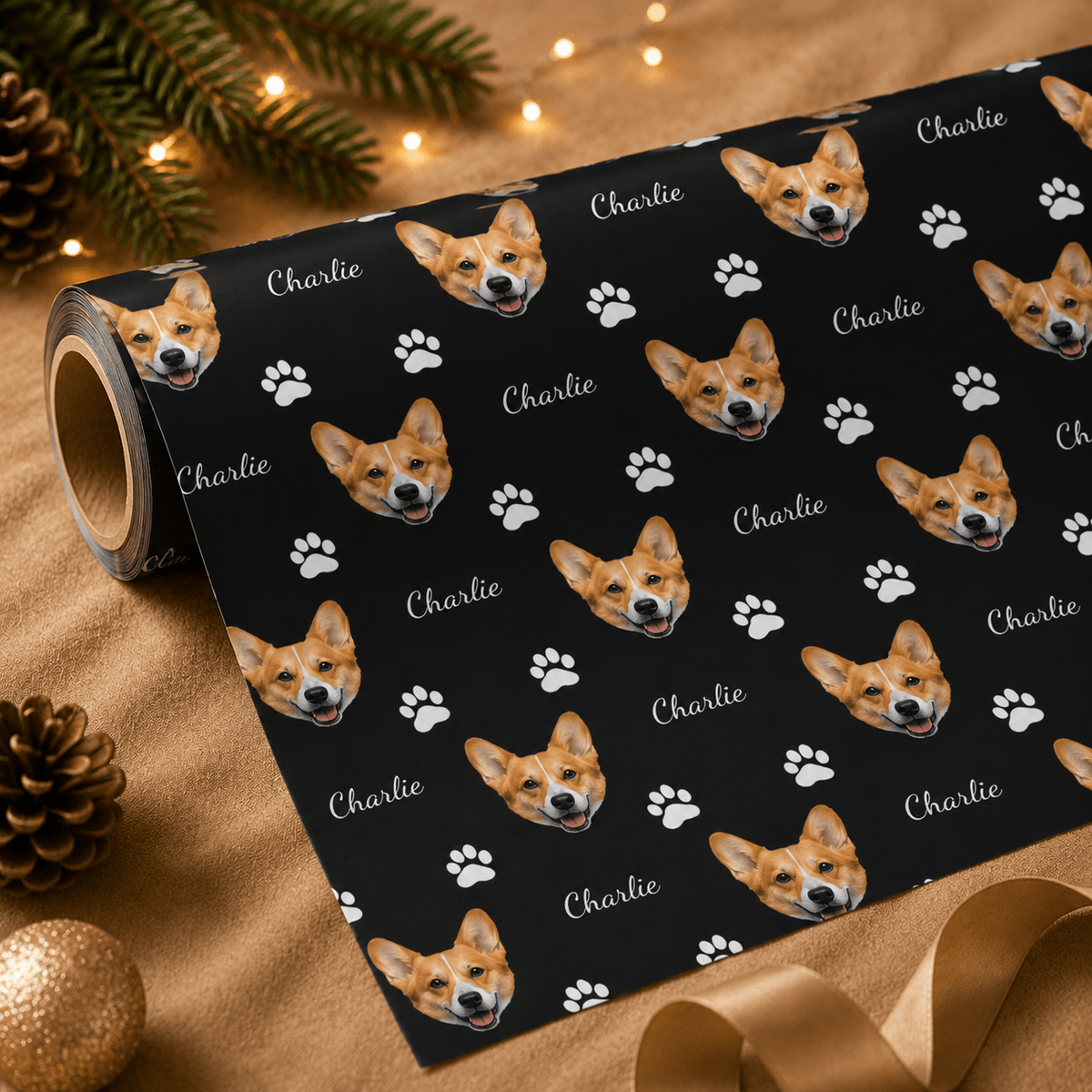 Personalized Dog Paw Print Wrapping Paper | Custom Gift Wrap