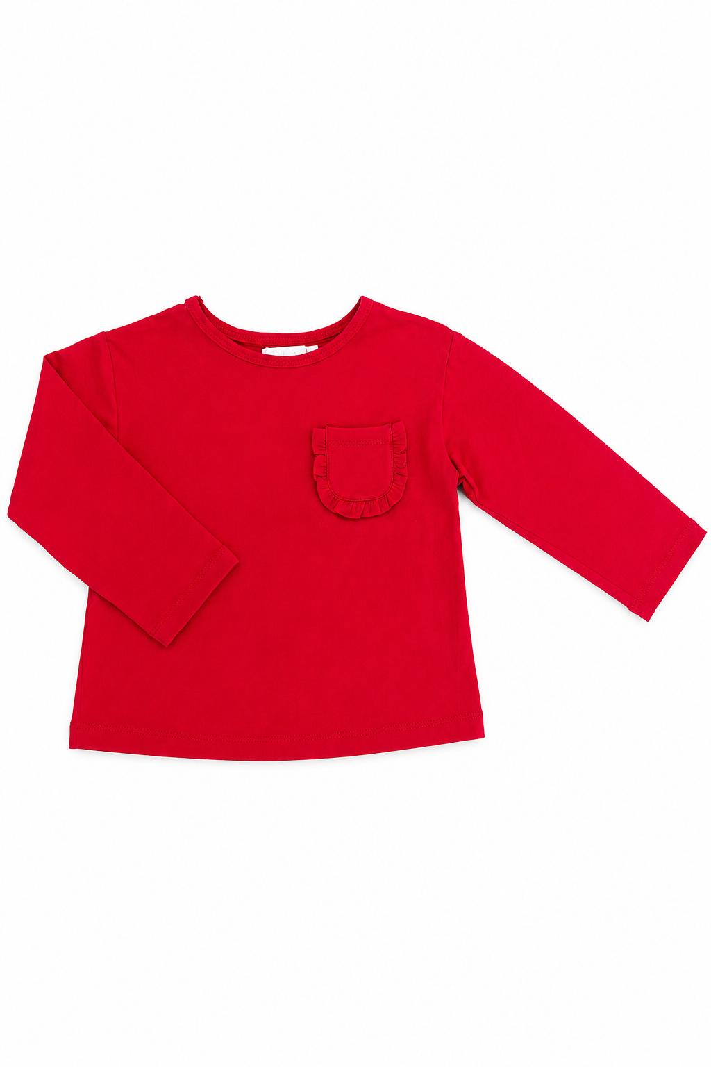 Red L/s Ruffle Pocket Tee