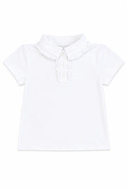 White S/s Ruffle Polo