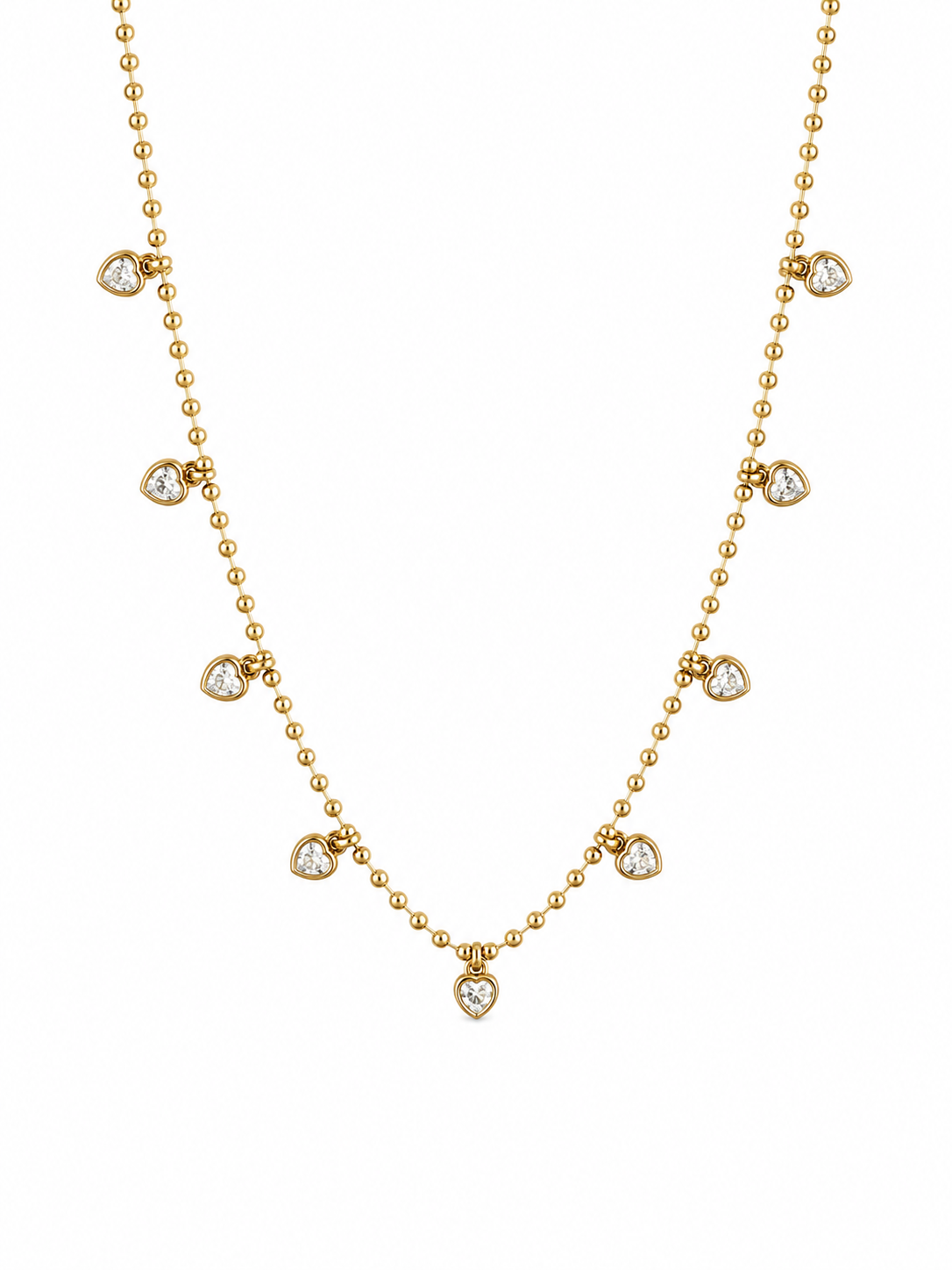 Beaded Cz Heart Necklace