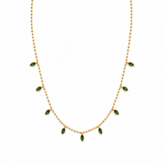 Beaded Emerald Marquise Necklace